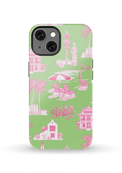Florida Toile iPhone Case Phone Case Green Pink / iPhone 13 / Tough Katie Kime