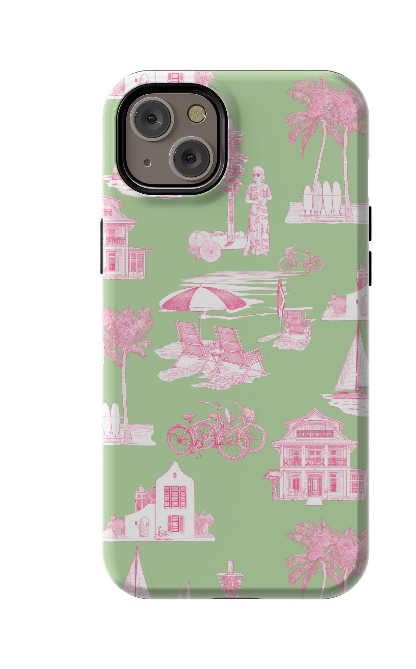 Florida Toile iPhone Case Phone Case Green Pink / iPhone 14 Plus / Tough Katie Kime