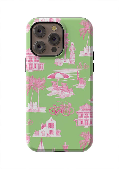 Florida Toile iPhone Case Phone Case Green Pink / iPhone 14 Pro Max / Tough Katie Kime