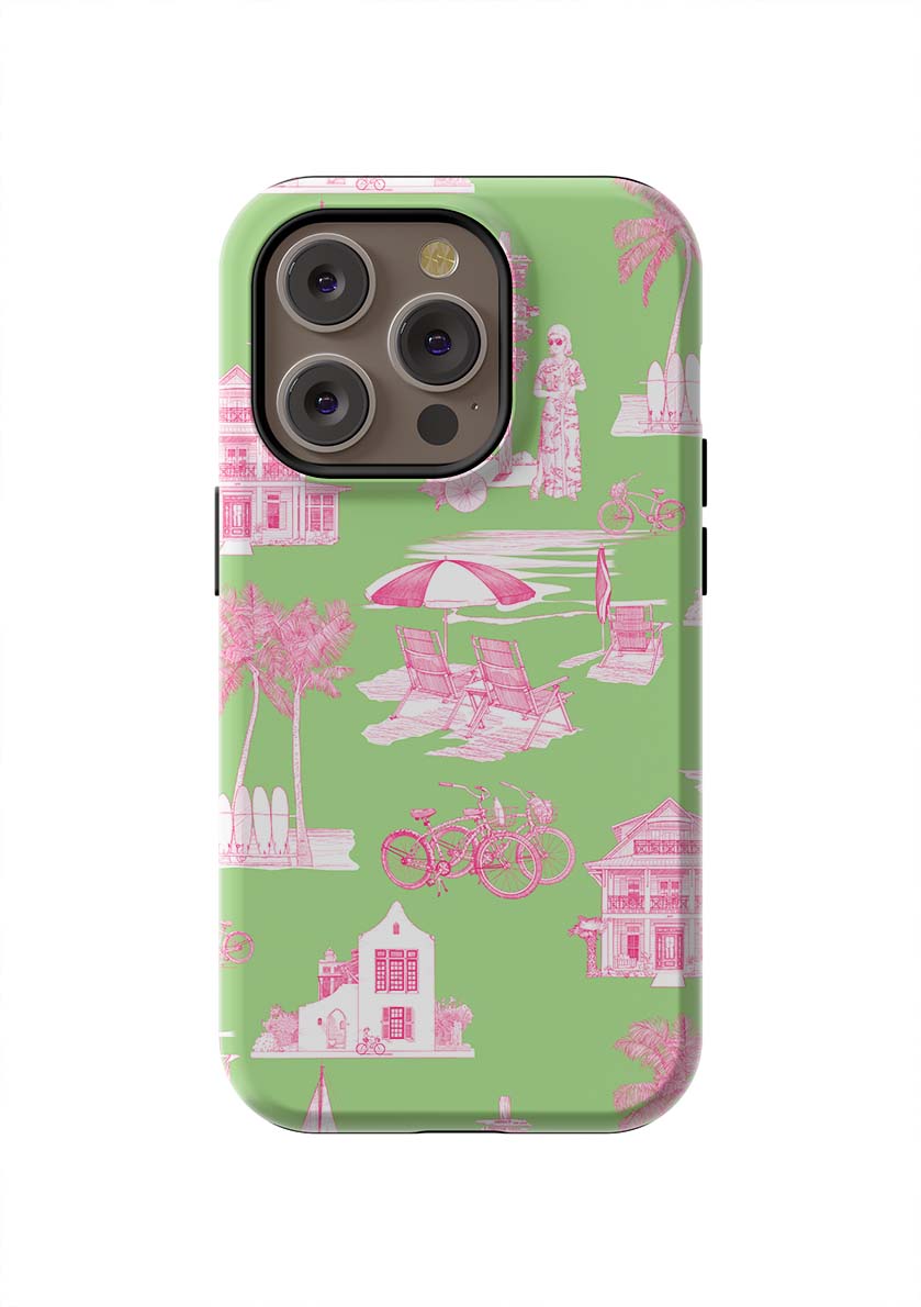 Florida Toile iPhone Case Phone Case Green Pink / iPhone 14 Pro / Tough Katie Kime