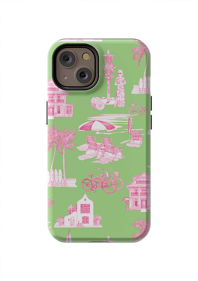 Florida Toile iPhone Case Phone Case Green Pink / iPhone 14 / Tough Katie Kime