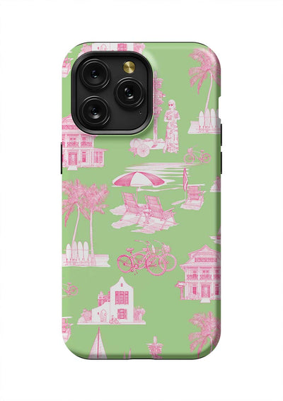 Florida Toile iPhone Case Phone Case Green Pink / iPhone 15 Pro Max / Tough Katie Kime