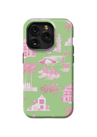 Florida Toile iPhone Case Phone Case Green Pink / iPhone 15 Pro / Tough Katie Kime