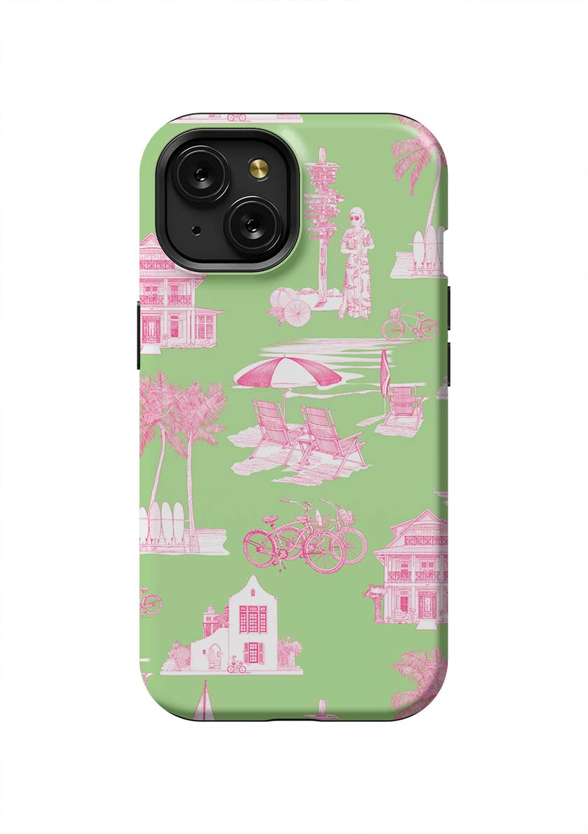Florida Toile iPhone Case Phone Case Green Pink / iPhone 15 / Tough Katie Kime