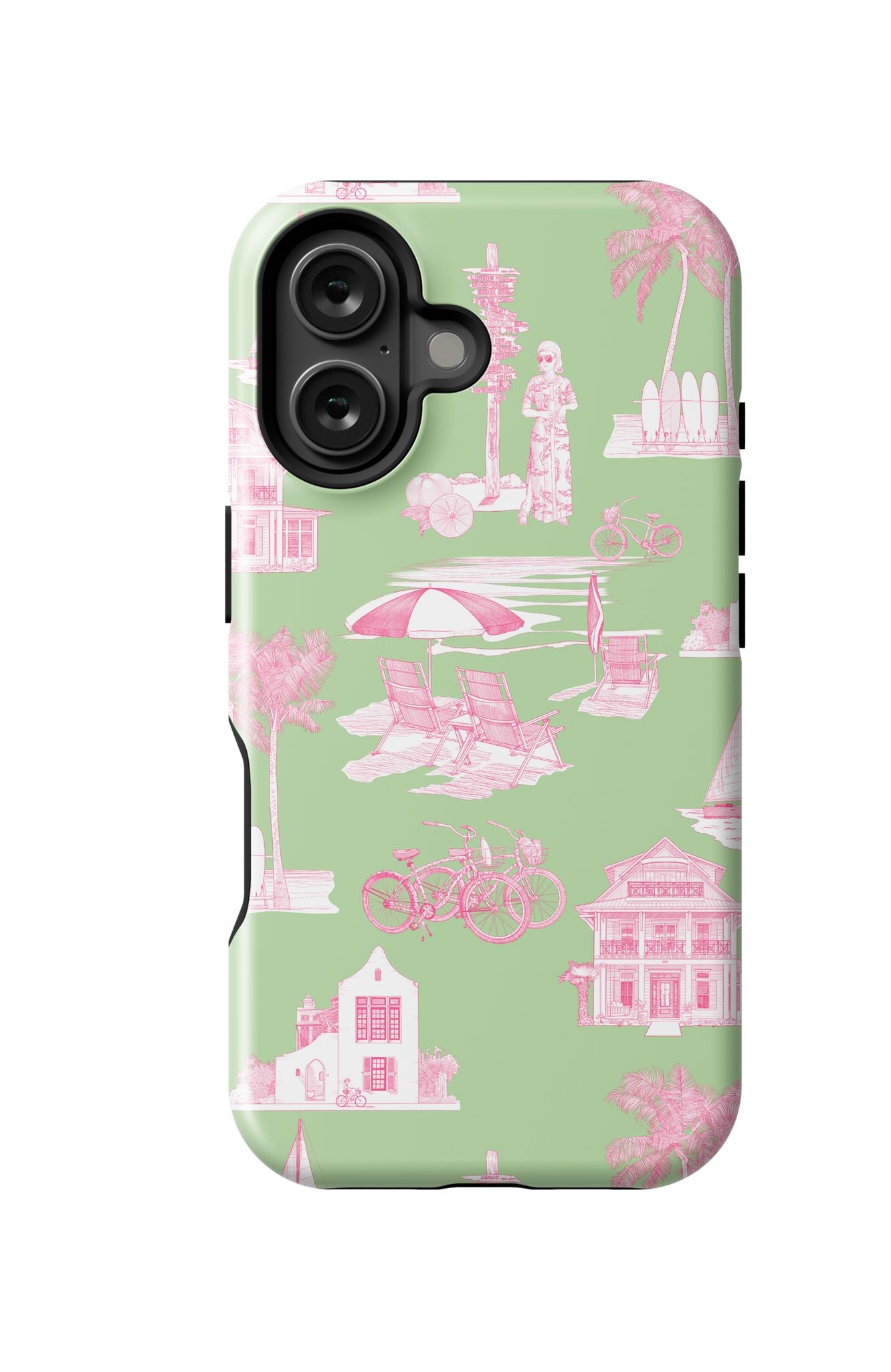 Florida Toile iPhone Case Phone Case Green Pink / iPhone 16 / MagSafe Tough Katie Kime