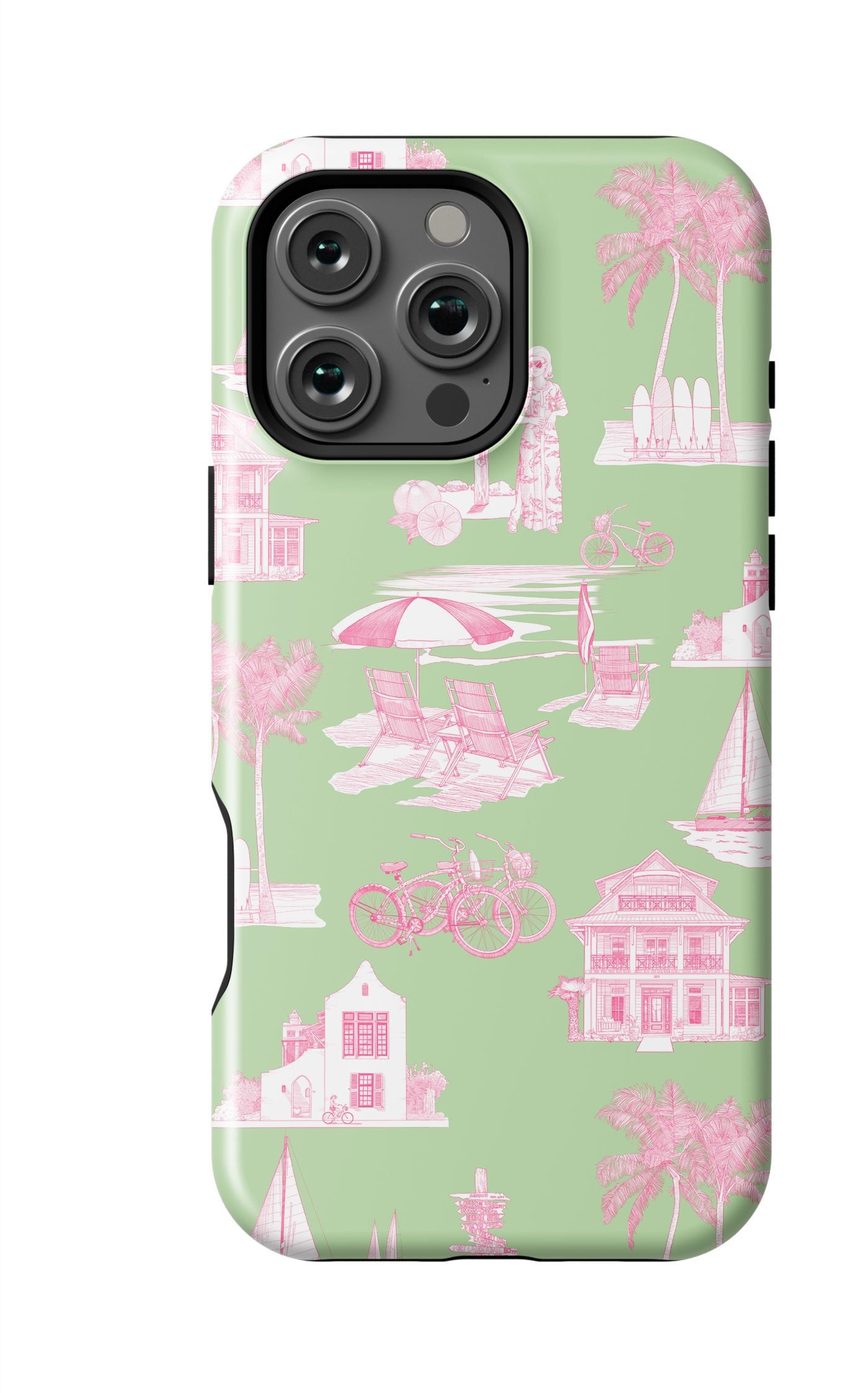 Florida Toile iPhone Case Phone Case Green Pink / iPhone 16 Pro Max / MagSafe Tough Katie Kime