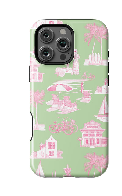 Florida Toile iPhone Case Phone Case Green Pink / iPhone 16 Pro Max / Tough Katie Kime