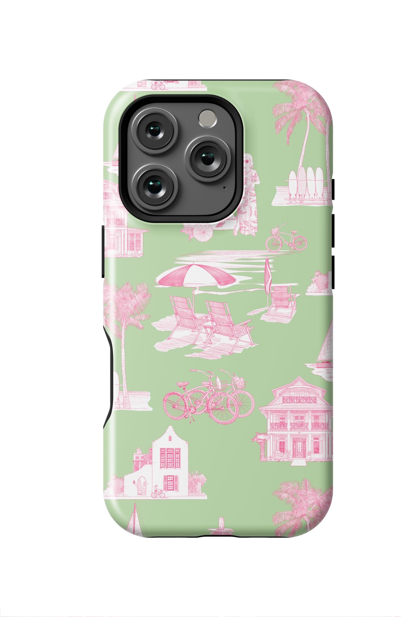 Florida Toile iPhone Case Phone Case Green Pink / iPhone 16 Pro / Tough Katie Kime