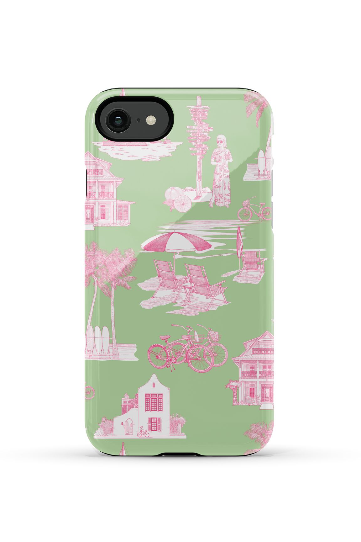 Florida Toile iPhone Case Phone Case Green Pink / iPhone SE (2022) / Tough Katie Kime