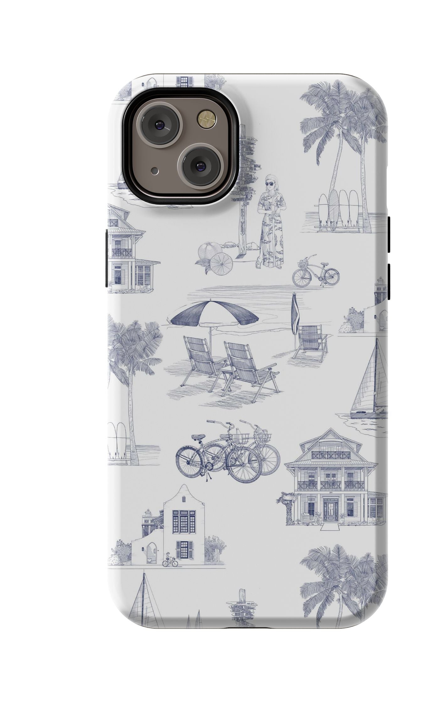 Florida Toile iPhone Case Phone Case Navy / iPhone 14 Plus / MagSafe Tough Katie Kime