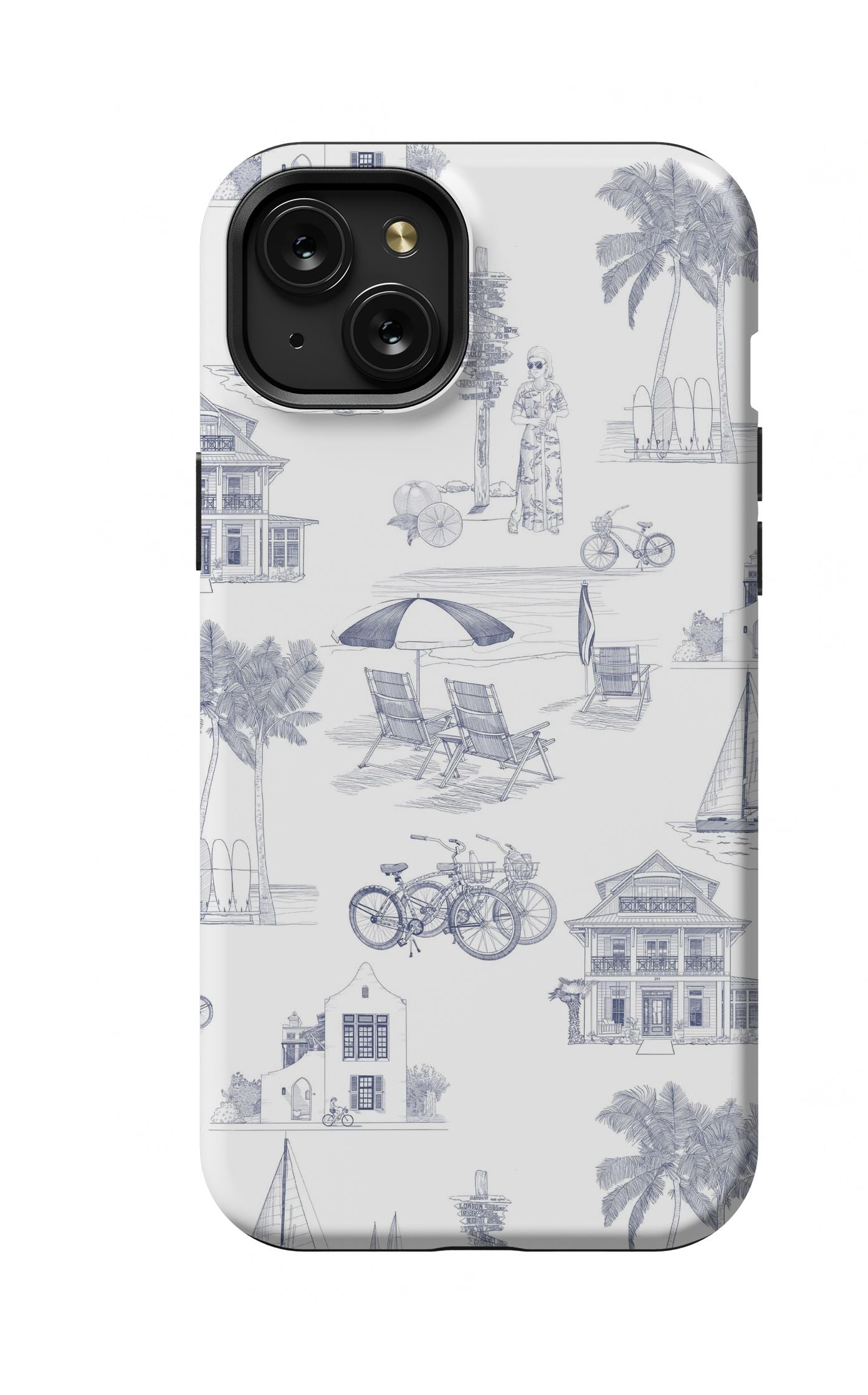 Florida Toile iPhone Case Phone Case Navy / iPhone 15 Plus / MagSafe Tough Katie Kime