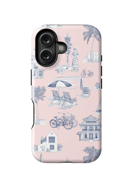 Florida Toile iPhone Case Phone Case Pink Navy / iPhone 16 / MagSafe Tough Katie Kime