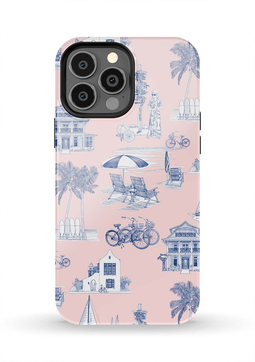 Florida Toile iPhone Case Phone Case Tough / iPhone 13 Pro Max / Pink Navy Katie Kime