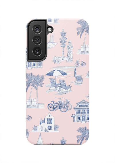 Florida Toile Samsung Phone Case Phone Case Galaxy S22 Plus / Tough / Pink Navy Katie Kime