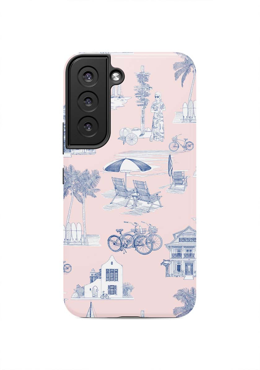 Florida Toile Samsung Phone Case Phone Case Galaxy S22 / Tough / Pink Navy Katie Kime