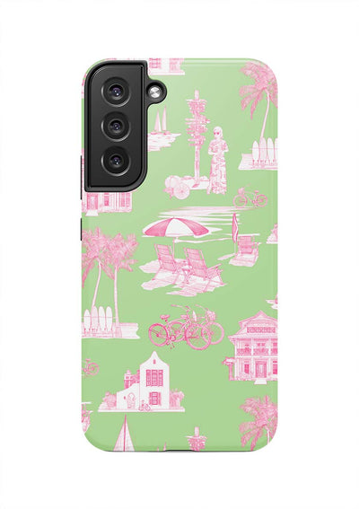 Florida Toile Samsung Phone Case Phone Case Green Pink / Galaxy S22 Plus / Tough Katie Kime