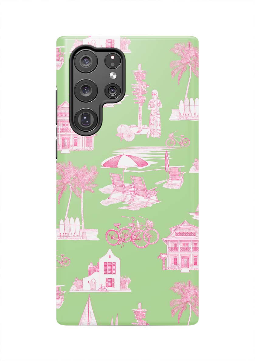 Florida Toile Samsung Phone Case Phone Case Green Pink / Galaxy S22 Ultra / Tough Katie Kime