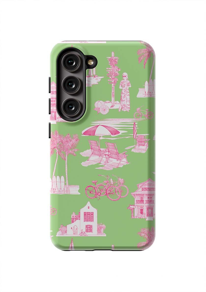 Florida Toile Samsung Phone Case Phone Case Green Pink / Galaxy S23 / Tough Katie Kime