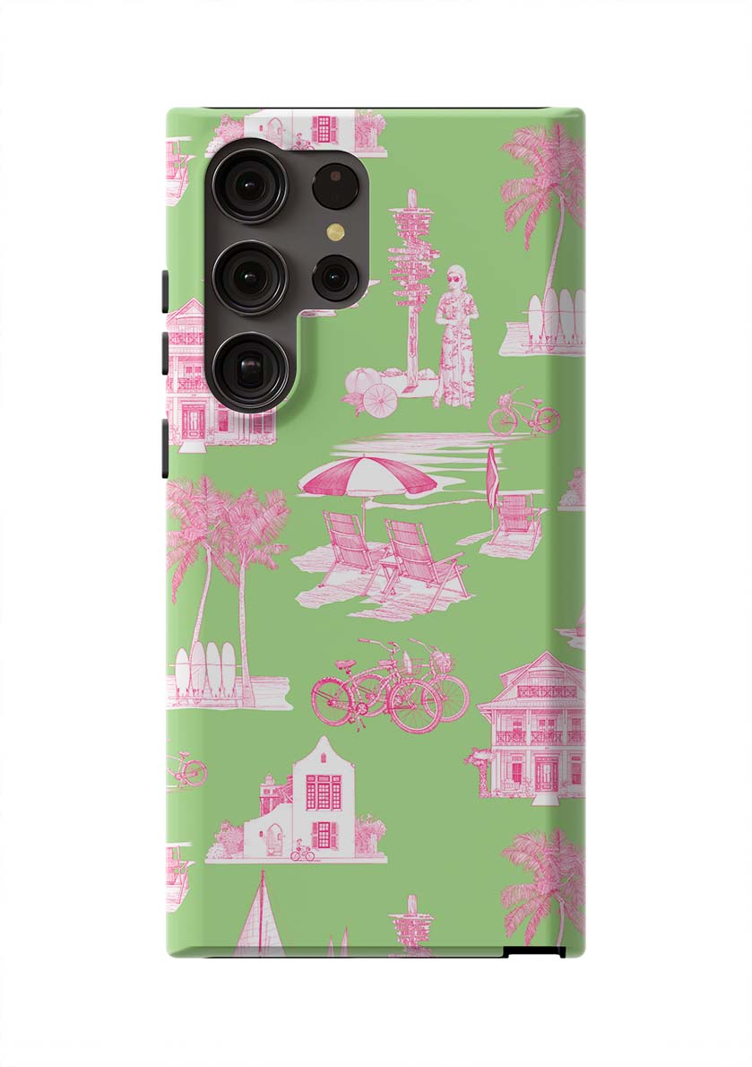 Florida Toile Samsung Phone Case Phone Case Green Pink / Galaxy S23 Ultra / Tough Katie Kime