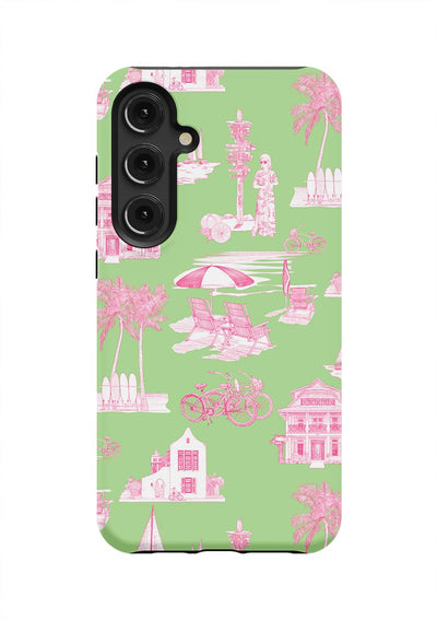 Florida Toile Samsung Phone Case Phone Case Green Pink / Galaxy S24 Plus / Tough Katie Kime