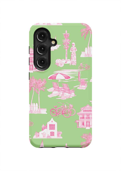 Florida Toile Samsung Phone Case Phone Case Green Pink / Galaxy S24 / Tough Katie Kime