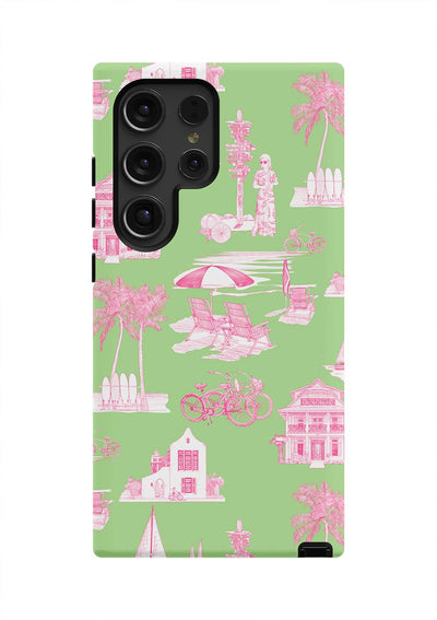 Florida Toile Samsung Phone Case Phone Case Green Pink / Galaxy S24 Ultra / Tough Katie Kime