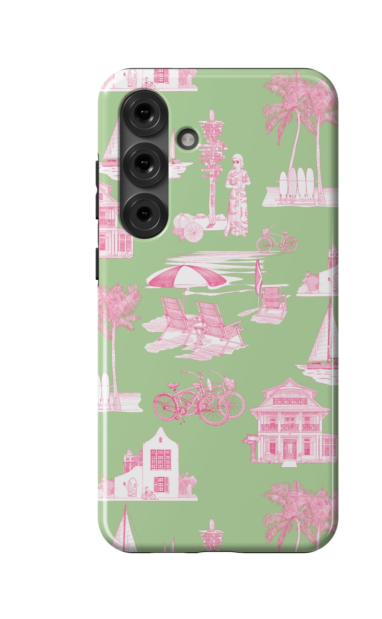 Florida Toile Samsung Phone Case Phone Case Green Pink / Galaxy S25 Plus / Tough Katie Kime