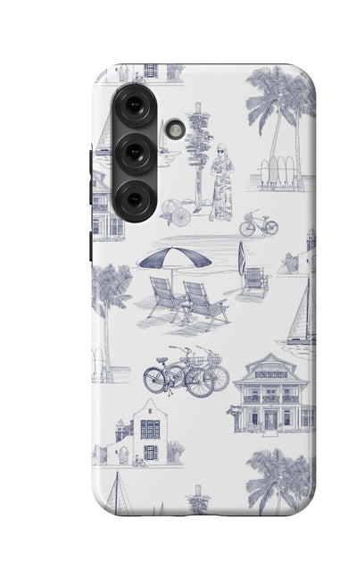 Florida Toile Samsung Phone Case Phone Case Navy / Galaxy S25 Plus / Tough Katie Kime