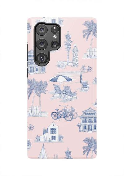 Florida Toile Samsung Phone Case Phone Case Pink Navy / Galaxy S22 Ultra / Tough Katie Kime