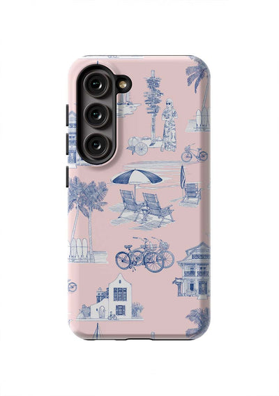 Florida Toile Samsung Phone Case Phone Case Pink Navy / Galaxy S23 / Tough Katie Kime