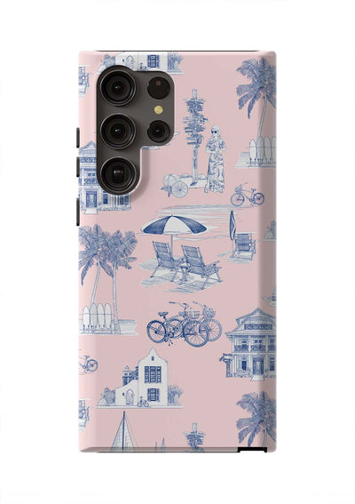 Florida Toile Samsung Phone Case Phone Case Pink Navy / Galaxy S23 Ultra / Tough Katie Kime