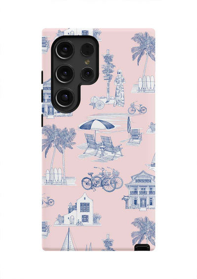 Florida Toile Samsung Phone Case Phone Case Pink Navy / Galaxy S24 Ultra / Tough Katie Kime