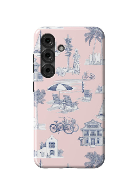 Florida Toile Samsung Phone Case Phone Case Pink Navy / Galaxy S25 / Tough Katie Kime