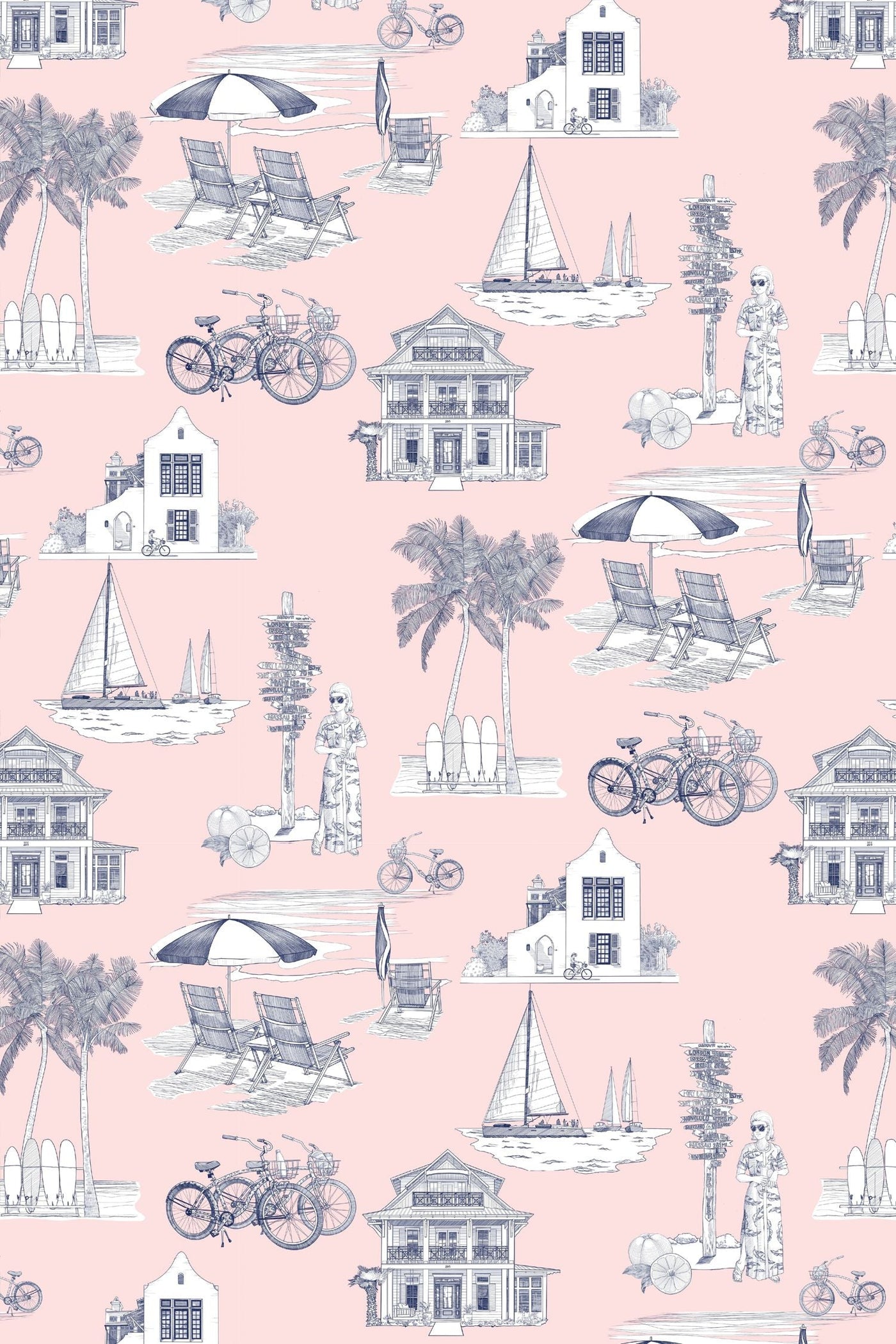 Florida Toile Traditional Wallpaper Wallpaper Katie Kime