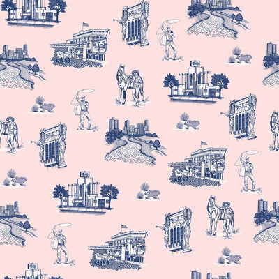 Fort Worth Peel & Stick Wallpaper Peel & Stick Wallpaper Light Pink Navy / 24" x 144" Katie Kime