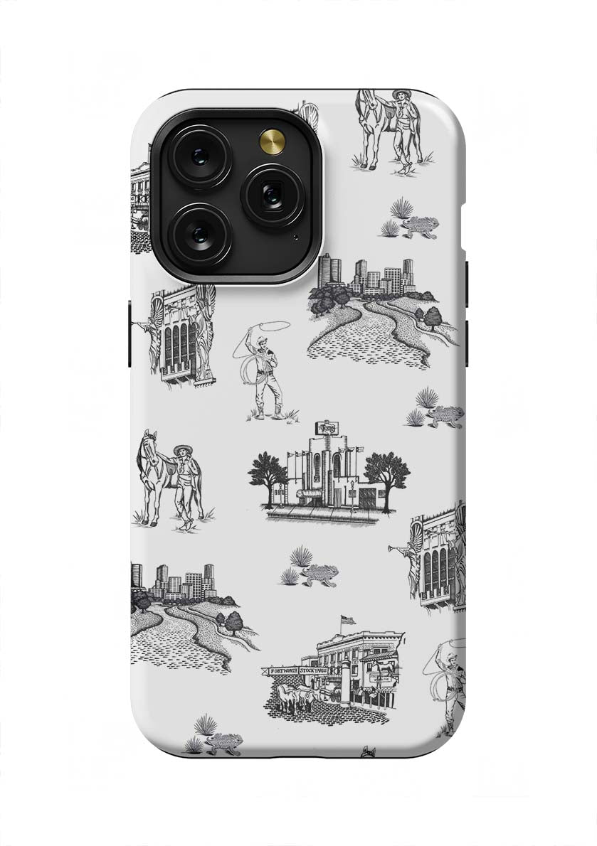 Fort Worth Toile iPhone Case Phone Case Black / iPhone 15 Pro Max / Tough Katie Kime