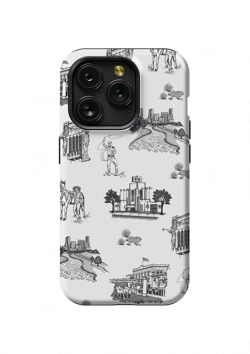 Fort Worth Toile iPhone Case Phone Case Black / iPhone 15 Pro / Tough Katie Kime