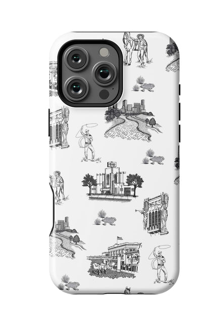 Fort Worth Toile iPhone Case Phone Case Black / iPhone 16 Pro Max / MagSafe Tough Katie Kime