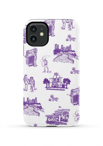 Fort Worth Toile iPhone Case Phone Case Purple / iPhone 11 / Tough Katie Kime
