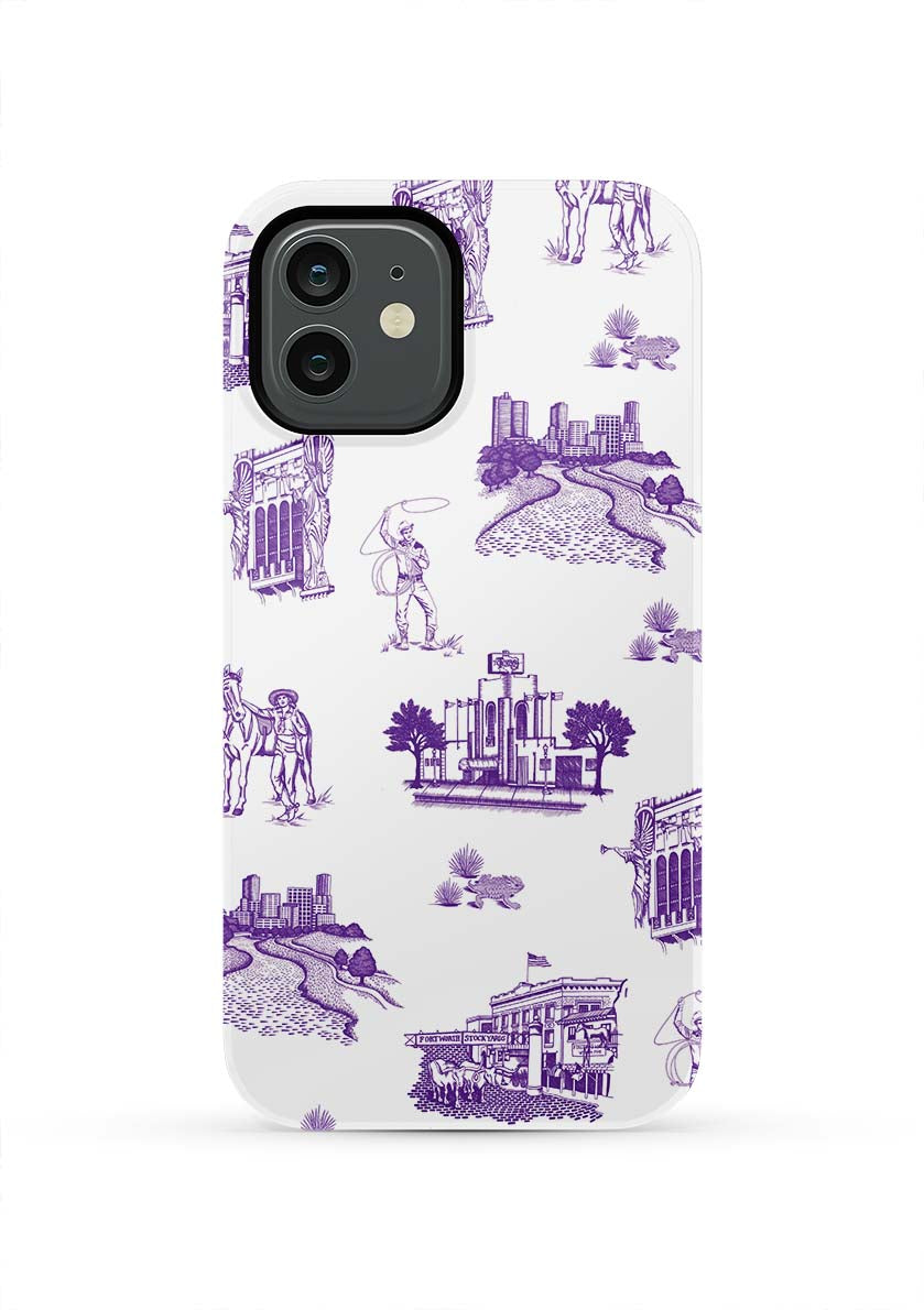 Fort Worth Toile iPhone Case Phone Case Purple / iPhone 12 / Tough Katie Kime
