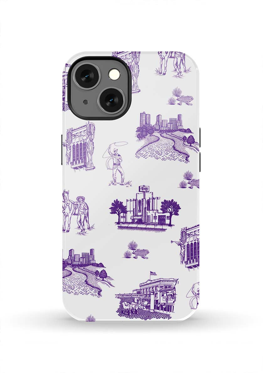 Fort Worth Toile iPhone Case Phone Case Purple / iPhone 13 / Tough Katie Kime