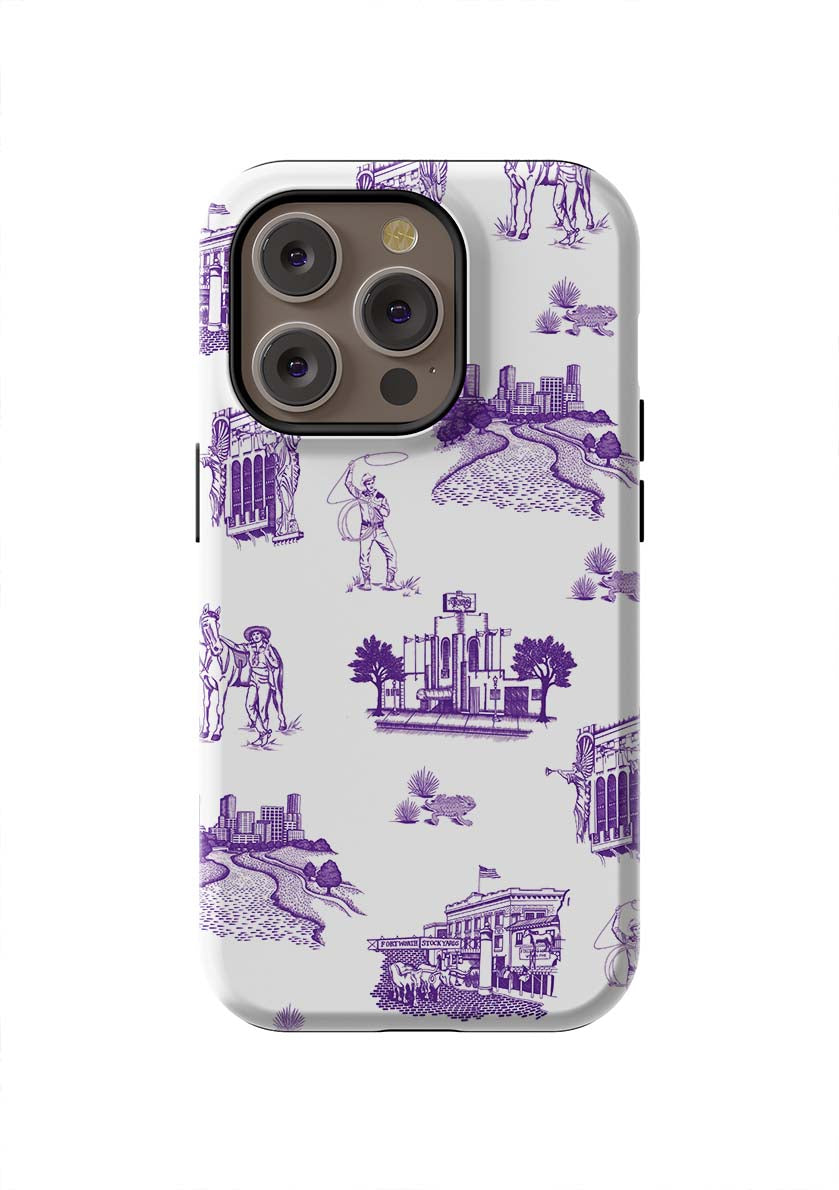 Fort Worth Toile iPhone Case Phone Case Purple / iPhone 14 Pro / Tough Katie Kime