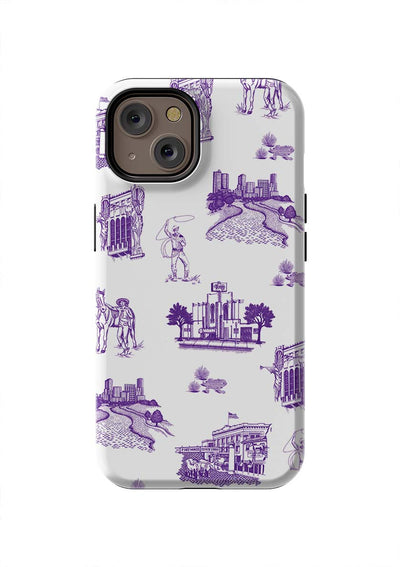 Fort Worth Toile iPhone Case Phone Case Purple / iPhone 14 / Tough Katie Kime