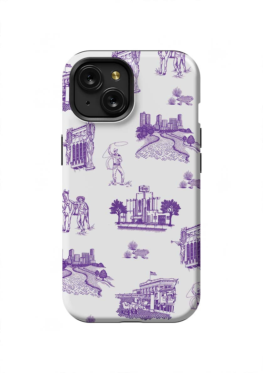 Fort Worth Toile iPhone Case Phone Case Purple / iPhone 15 / Tough Katie Kime