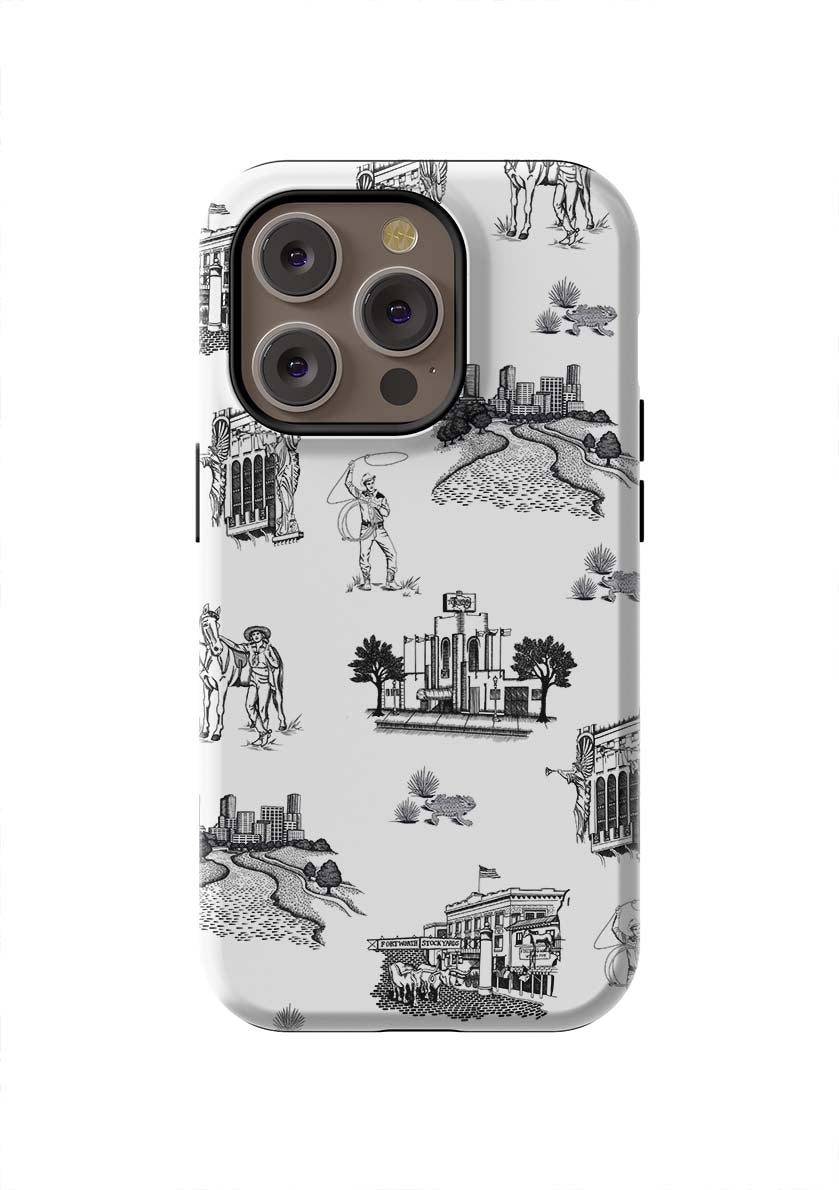 Fort Worth Toile iPhone Case Phone Case Tough / iPhone 14 Pro / Black Katie Kime
