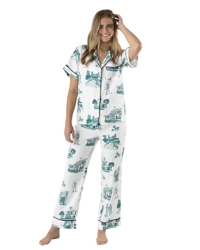 Fort Worth Toile Pajama Set Pajama Set Pine / XS / Pants Katie Kime