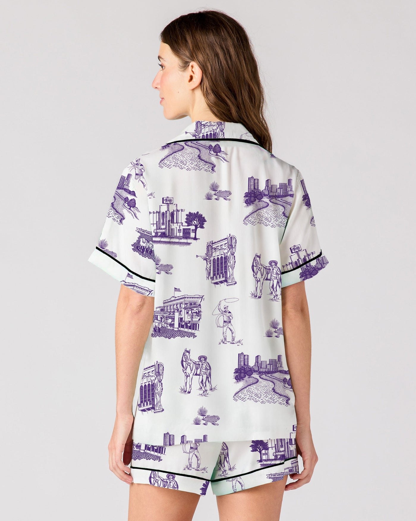Fort Worth Toile Pajama Shorts Set Pajama Set Katie Kime