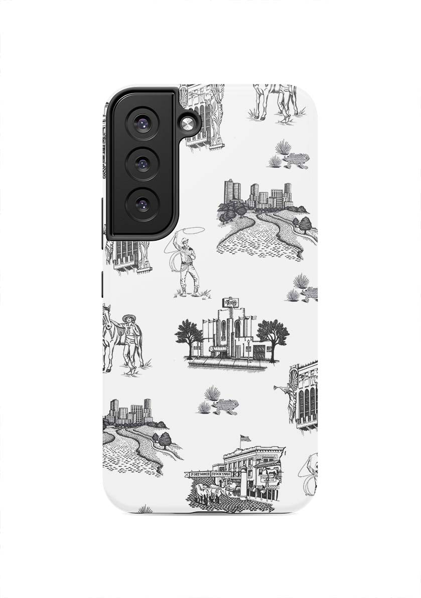 Fort Worth Toile Samsung Phone Case Phone Case Galaxy S22 / Tough / Black Katie Kime