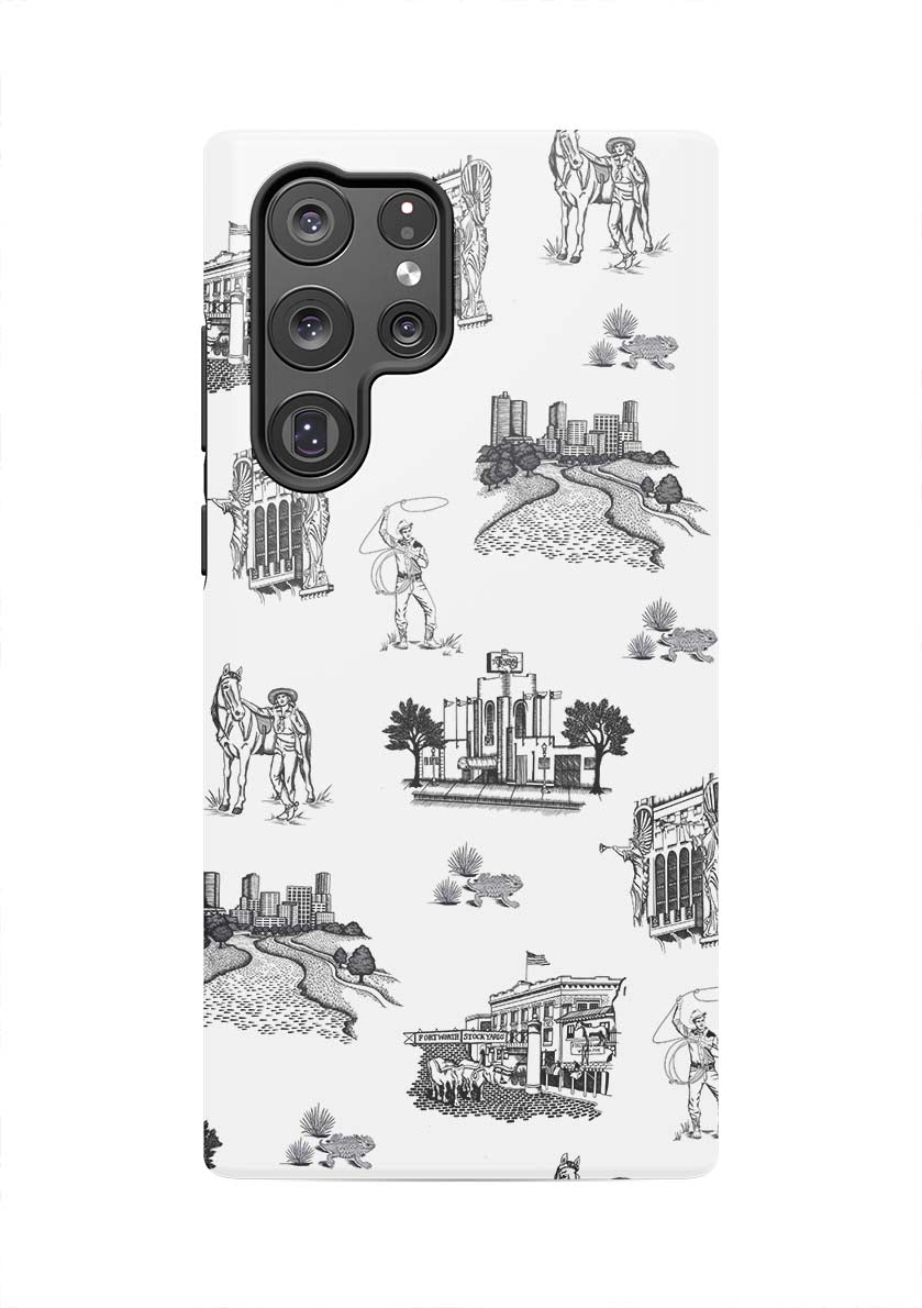 Fort Worth Toile Samsung Phone Case Phone Case Galaxy S22 Ultra / Tough / Black Katie Kime