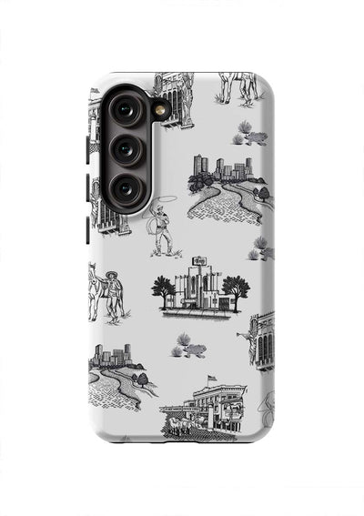 Fort Worth Toile Samsung Phone Case Phone Case Galaxy S23 / Tough / Black Katie Kime